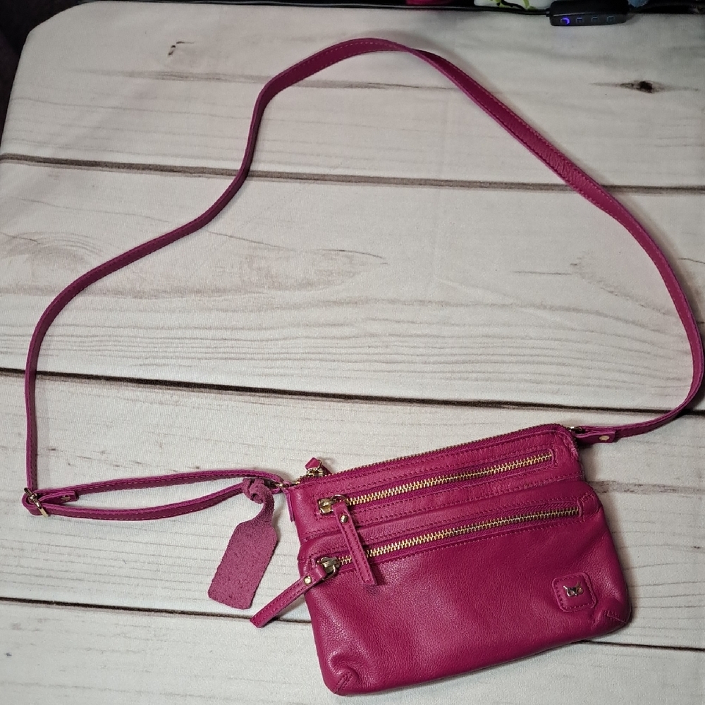 Pink Leather Crossbody Bag